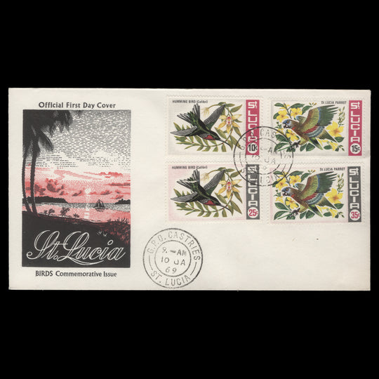 Saint Lucia 1969 Birds first day cover, CASTRIES