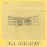 Saint Lucia 1970 House of Assembly pencil essay by Sylvia and Michael Goaman
