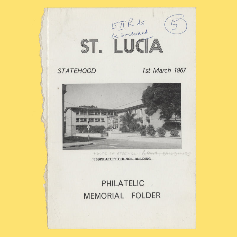 Saint Lucia 1970 House of Assembly pencil essay by Sylvia and Michael Goaman