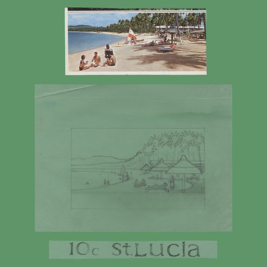 Saint Lucia 1970 Reduit Beach pencil essay by Sylvia and Michael Goaman