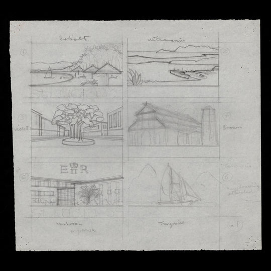 Saint Lucia 1970 Scenic Definitives preliminary sketches and designers' notes