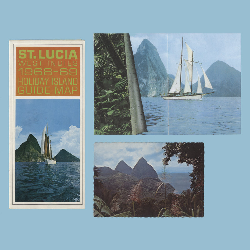 Saint Lucia 1970 The Pitons pencil essay by Sylvia and Michael Goaman