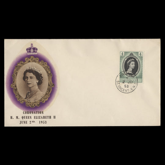 Saint Vincent 1953 Coronation first day cover, KINGSTOWN