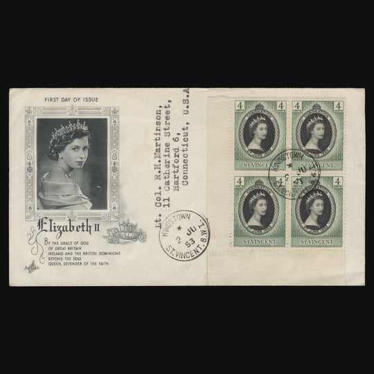 Saint Vincent 1953 Coronation first day cover, KINGSTOWN
