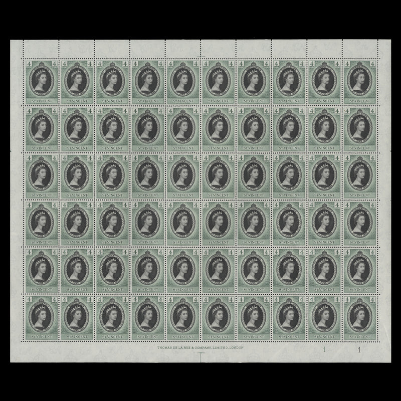 Saint Vincent 1953 (MNH) 4c Coronation plate 1–1 sheet of 60 stamps