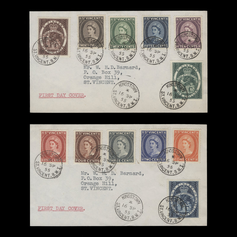 Saint Vincent 1955 Definitives first day covers, KINGSTOWN