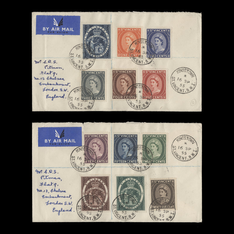 Saint Vincent 1955 Definitives first day covers, KINGSTOWN