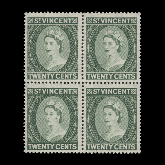 Saint Vincent 1961 (MNH) 20c Queen Elizabeth II block, De La Rue
