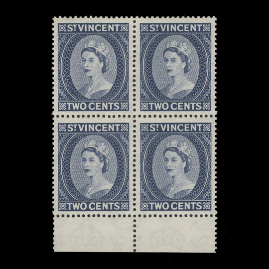 Saint Vincent 1961 (MNH) 2c Queen Elizabeth II block, De La Rue