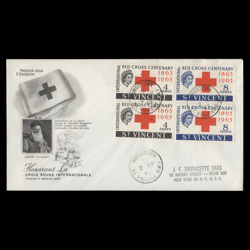 Saint Vincent 1963 Red Cross Centenary first day cover, KINGSTOWN