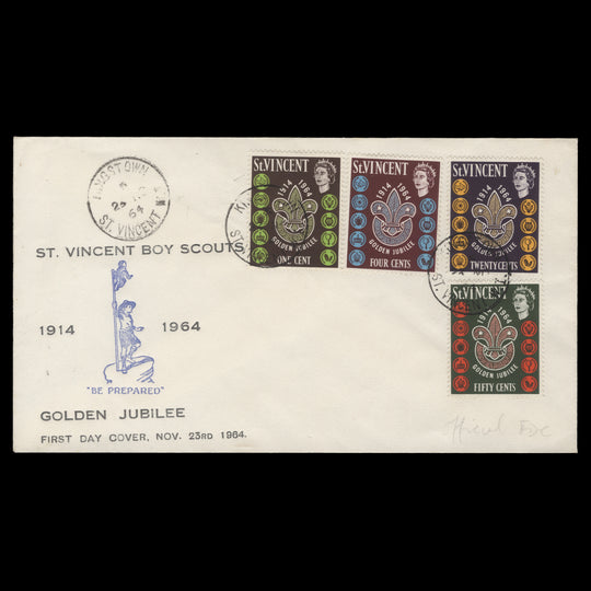Saint Vincent 1964 Boy Scouts Anniversary first day cover, KINGSTOWN