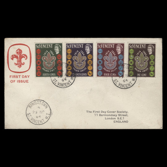 Saint Vincent 1964 Boy Scouts Anniversary first day cover, KINGSTOWN