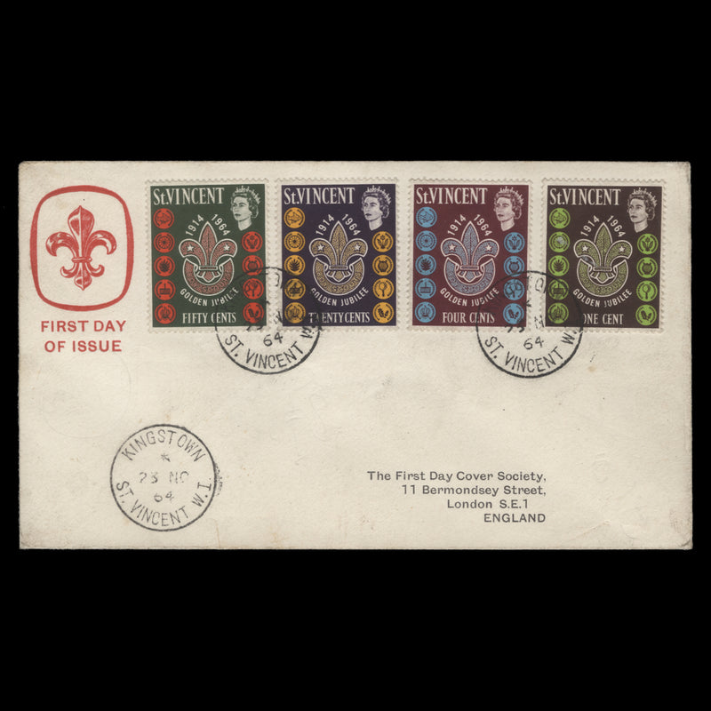 Saint Vincent 1964 Boy Scouts Anniversary first day cover, KINGSTOWN