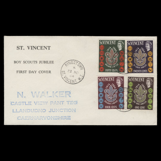 Saint Vincent 1964 Boy Scouts Anniversary first day cover, KINGSTOWN