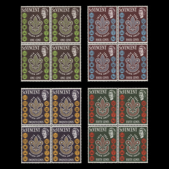 Saint Vincent 1964 (MNH) Boy Scouts Anniversary blocks