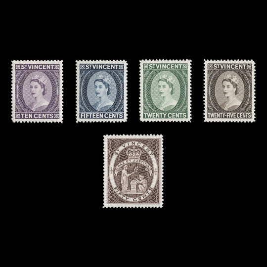 Saint Vincent 1964 (MNH) Definitives, perf 12½ x 12½, St Edward's crown watermark
