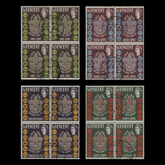 Saint Vincent 1964 (Used) Boy Scouts Anniversary blocks