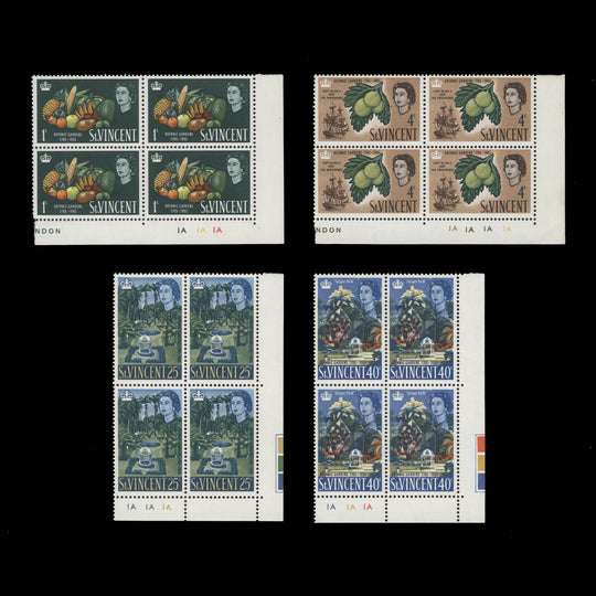 Saint Vincent 1965 (MNH) Botanic Gardens Bicentenary plate blocks