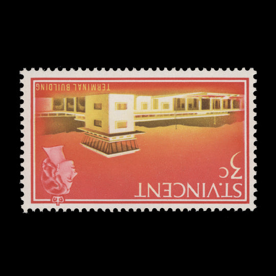 Saint Vincent 1965 (Variety) 3c Terminal Buildings with inverted watermark
