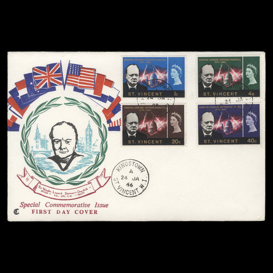 Saint Vincent 1966 Churchill Commemoration first day cover, KINGSTOWN