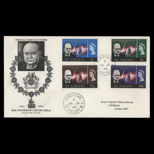 Saint Vincent 1966 Churchill Commemoration first day cover, KINGSTOWN