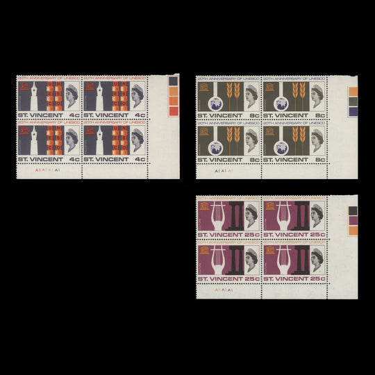 Saint Vincent 1966 (MNH) UNESCO Anniversary traffic light/plate block