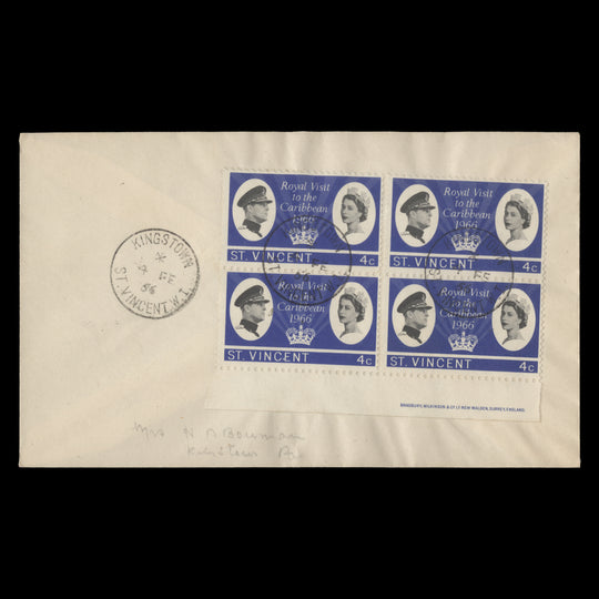 Saint Vincent 1966 Royal Visit to the Caribbean first day cover, KINGSTOWN