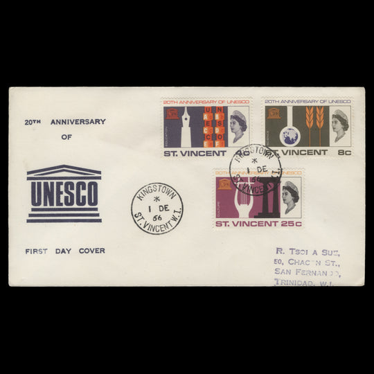 Saint Vincent 1966 UNESCO Anniversary first day cover, KINGSTOWN