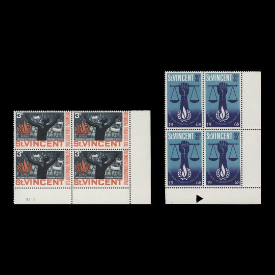 Saint Vincent 1968 (MNH) Human Rights Year plate blocks