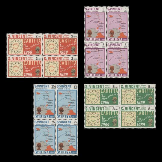 Saint Vincent 1969 (MNH) CARIFTA Anniversary blocks