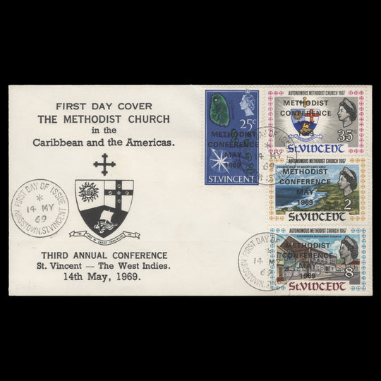 Saint Vincent 1969 Methodist Conference first day cover, KINGSTOWN