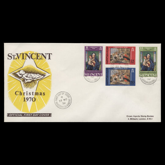 Saint Vincent 1970 Christmas first day cover, KINGSTOWN