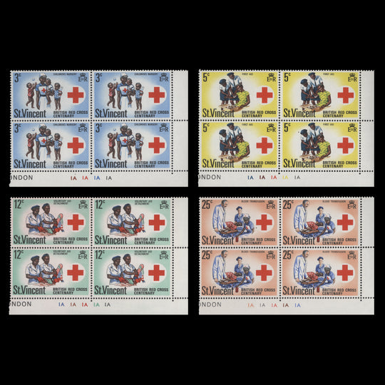 Saint Vincent 1970 Red Cross Centenary plate blocks