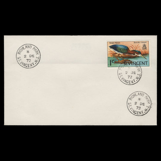 Saint Vincent 1970 (Used) 1c Green Heron cover, RICHLAND PARK