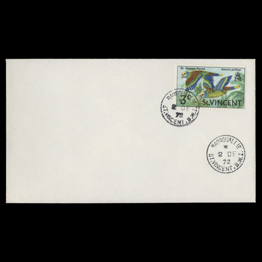 Saint Vincent 1970 (Used) 3c Parrots cover, BARROUALLIE
