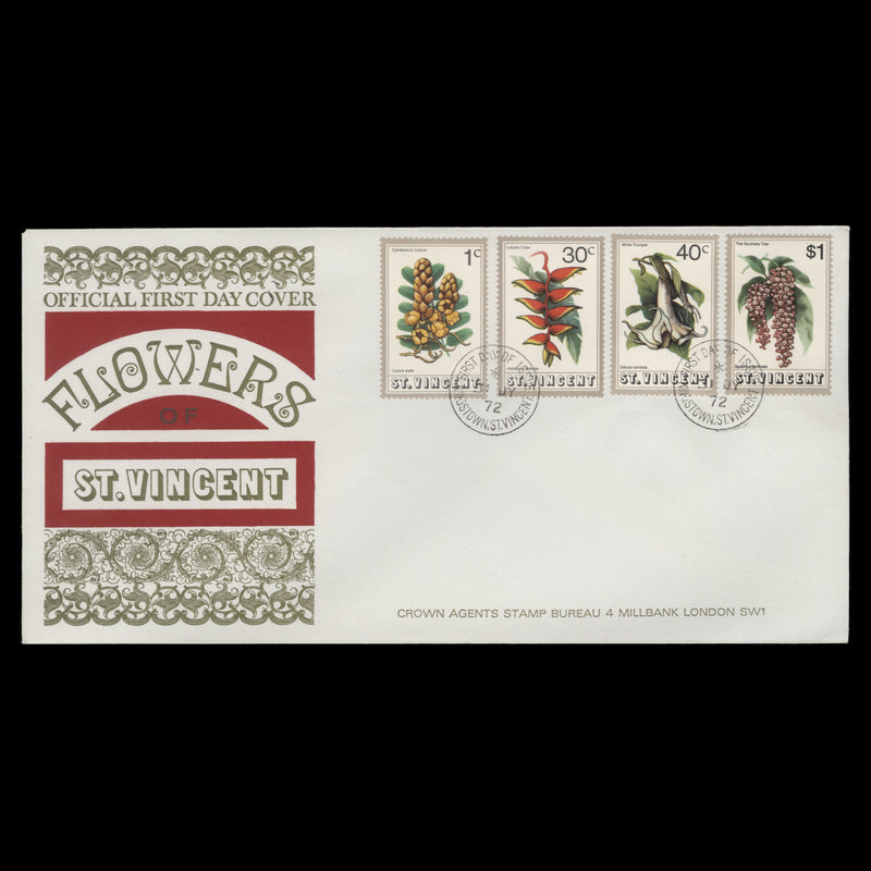 Saint Vincent 1972 Flowers first day cover, KINGSTOWN
