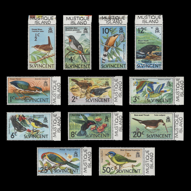 Saint Vincent 1972 (MNH) Birds Definitives with marginal MUSTIQUE ISLAND overprint