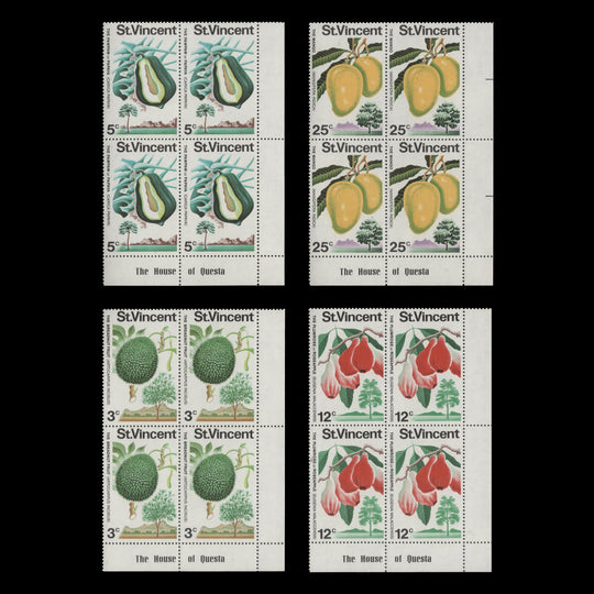 Saint Vincent 1972 (MNH) Fruit imprint blocks