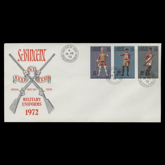 Saint Vincent 1972 Military Uniforms first day cover, KINGSTOWN