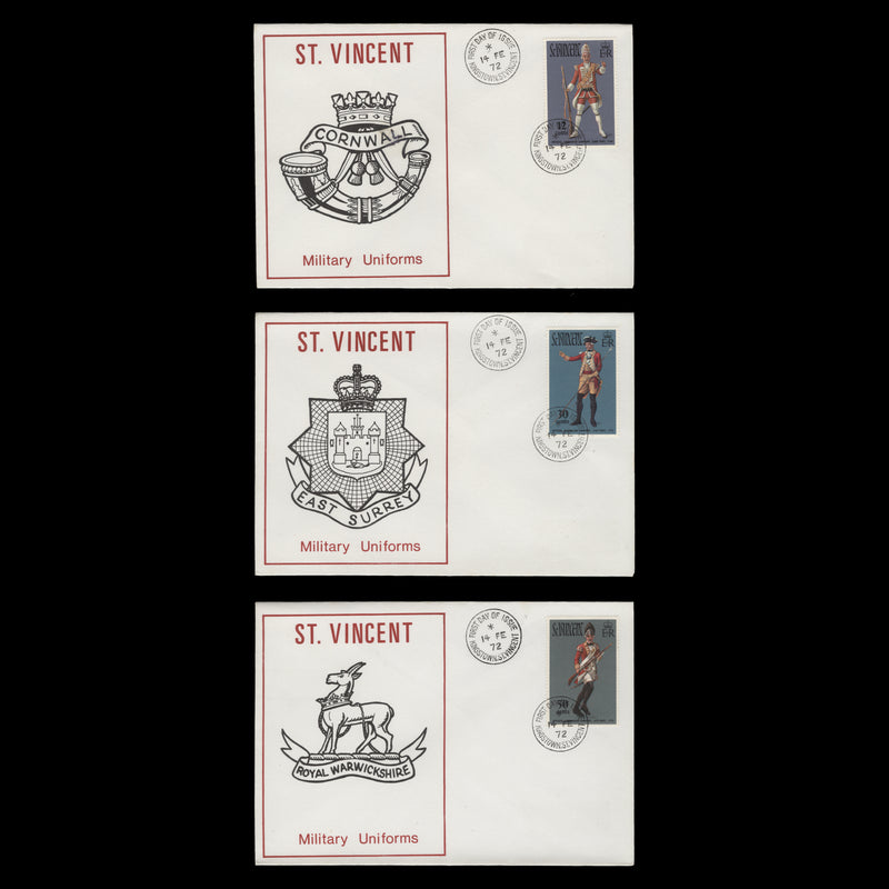Saint Vincent 1972 Military Uniforms first day covers, KINGSTOWN