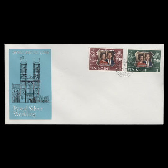 Saint Vincent 1972 Royal Silver Wedding first day cover, KINGSTOWN