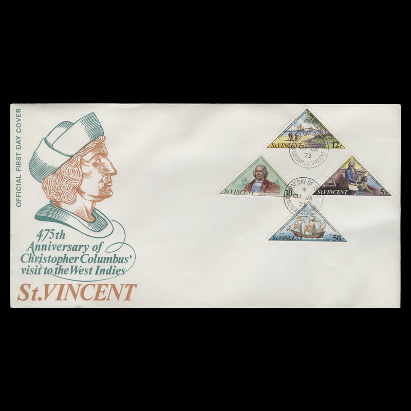 Saint Vincent 1973 Columbus's Visit to West Indies first day cover, KINGSTOWN