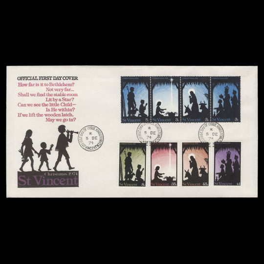 Saint Vincent 1974 Christmas first day cover, KINGSTOWN