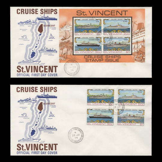 Saint Vincent 1974 Cruise Ships first day covers, KINGSTOWN