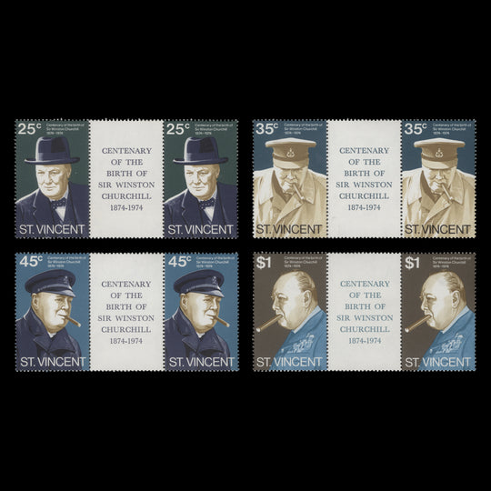 Saint Vincent 1974 (MNH) Churchill Birth Centenary gutter pairs