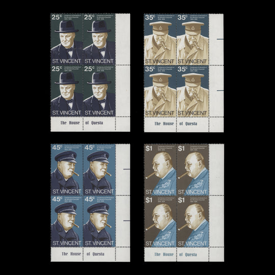 Saint Vincent 1974 (MNH) Churchill Birth Centenary imprint blocks