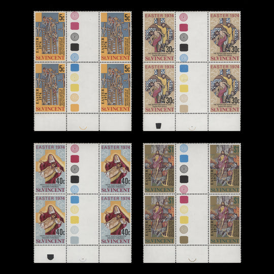 Saint Vincent 1974 (MNH) Easter gutter traffic light blocks