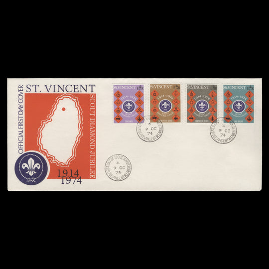 Saint Vincent 1974 Scouting Jubilee first day cover, KINGSTOWN