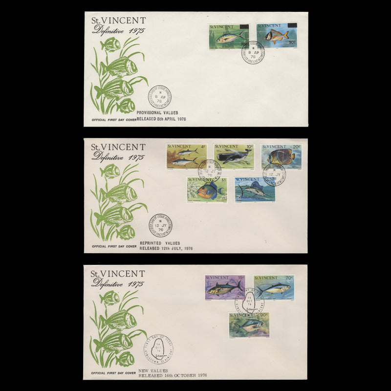 Saint Vincent 1975-77 Marine Life definitives first day covers