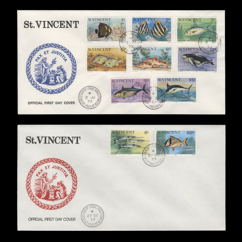 Saint Vincent 1975-77 Marine Life definitives first day covers